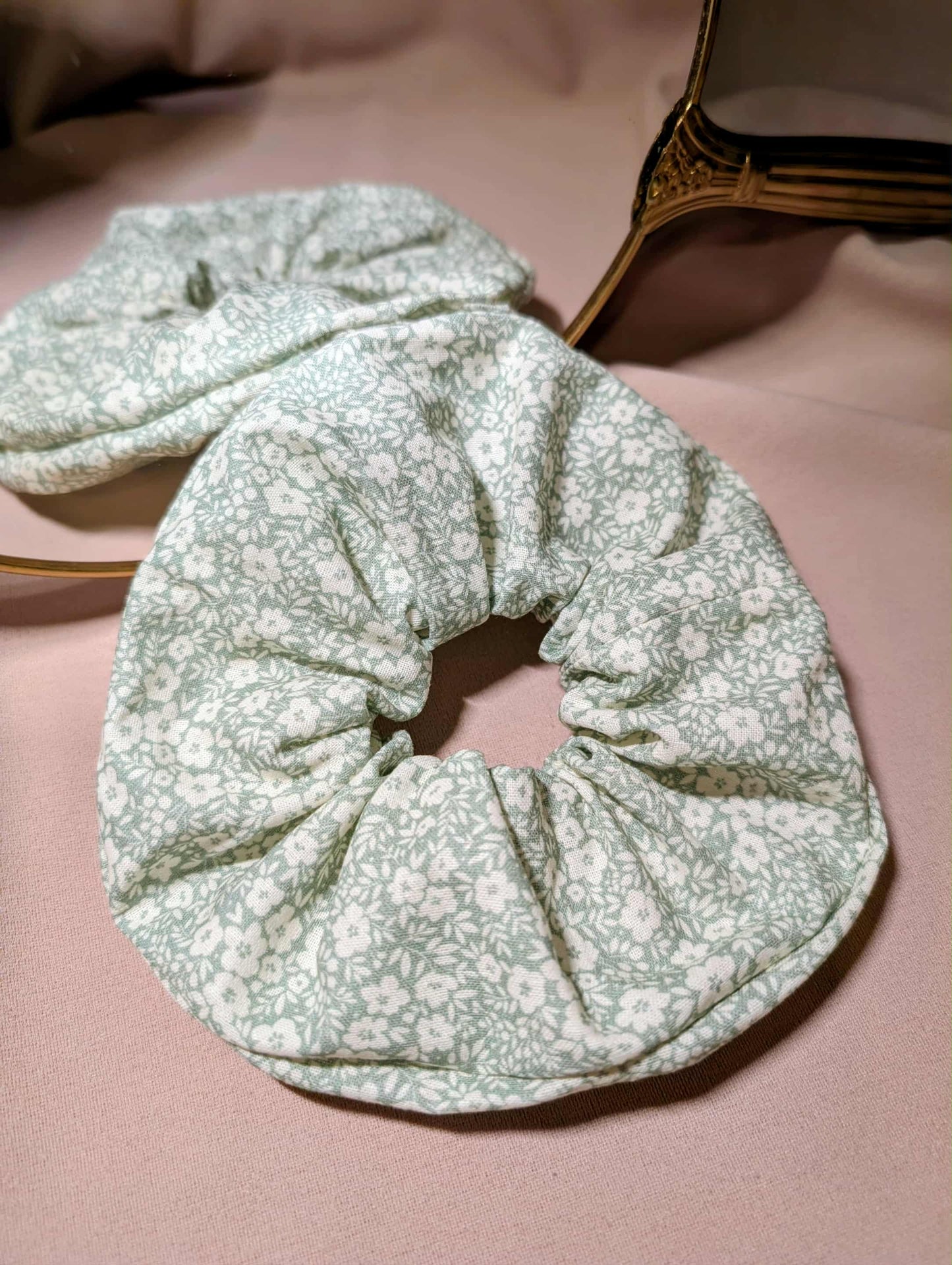 Chouchou pour cheveux - vert fleuri G