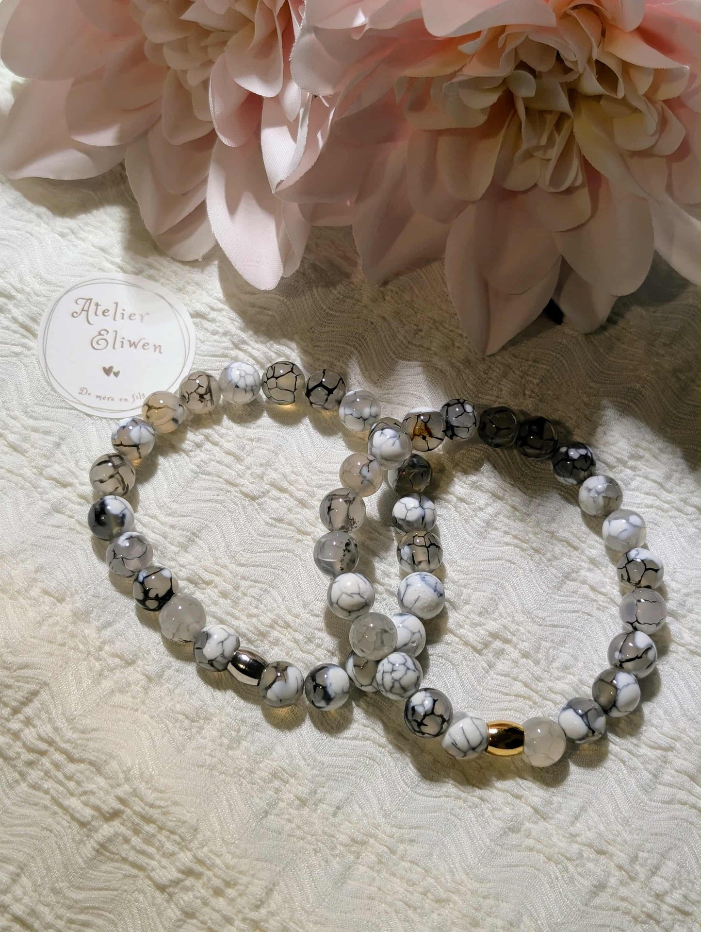 Bracelet en pierres naturelles d'Agate - modèle Agate translucide