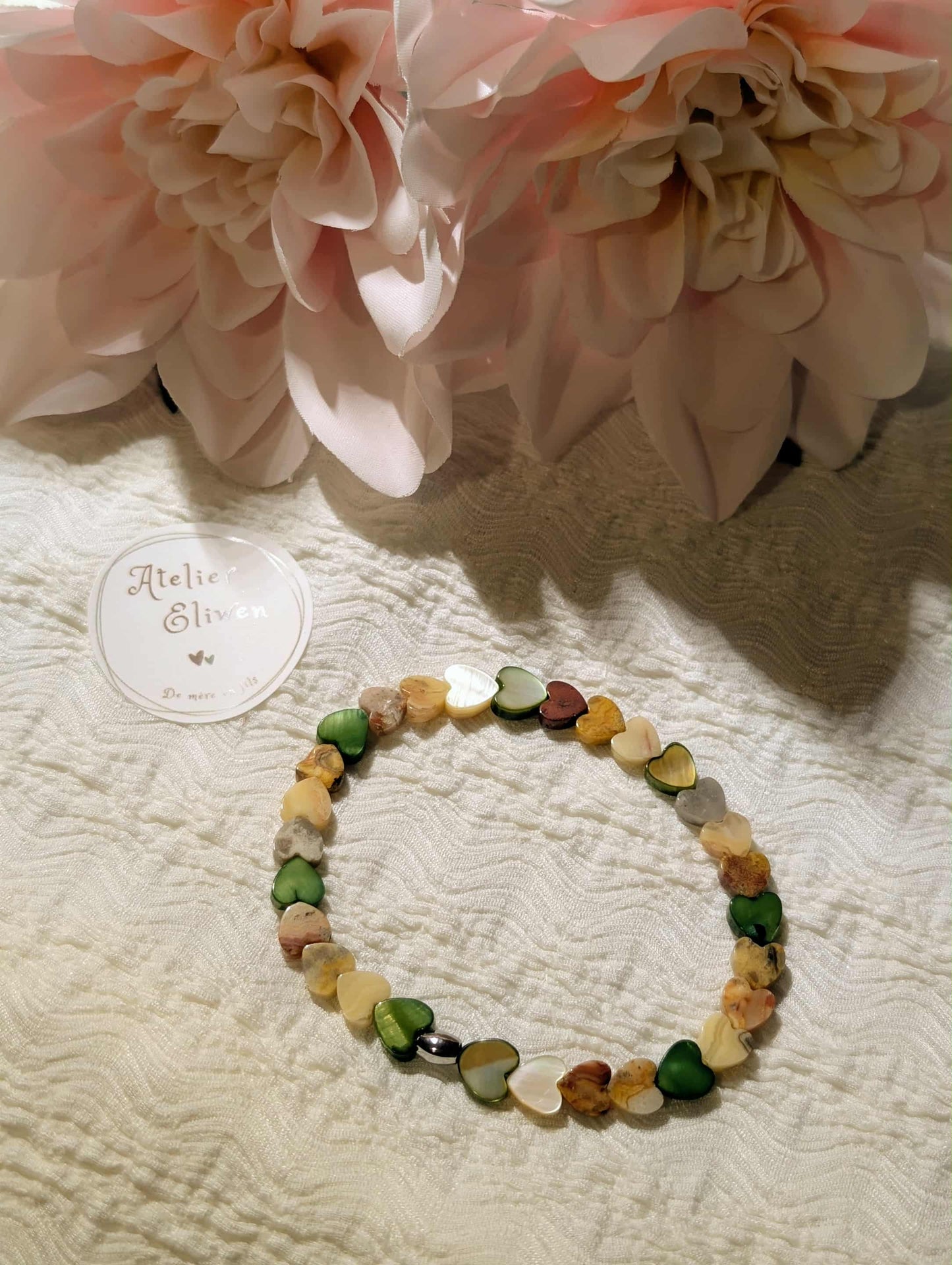 Bracelet en pierres naturelles d'Agate - modèle coeur 1