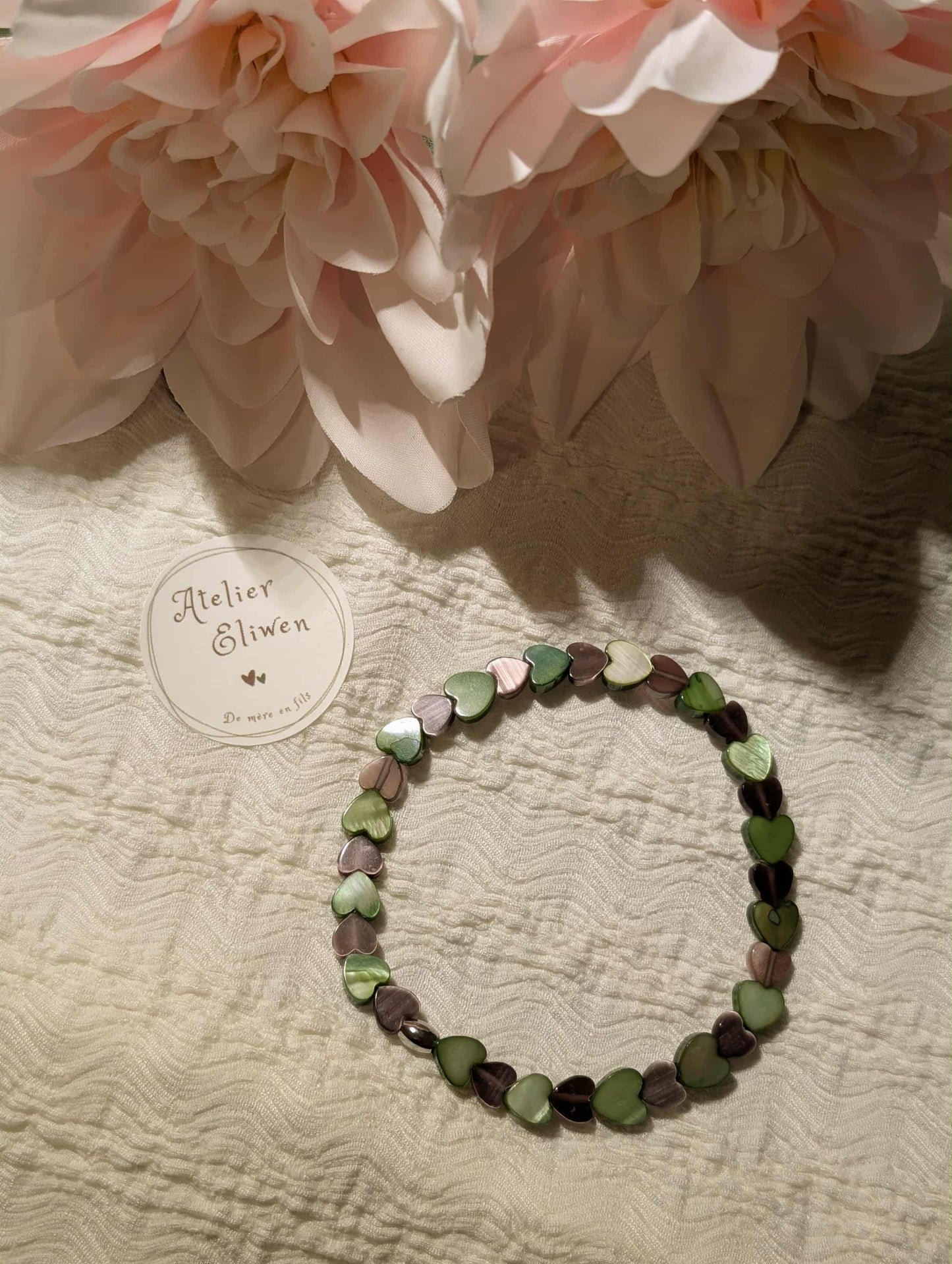 Bracelet en pierres naturelles d'Agate - modèle coeur 2