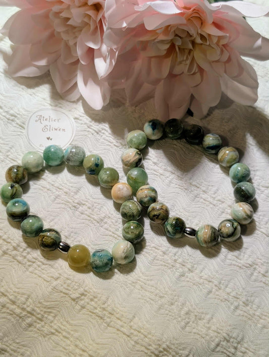 Bracelet en pierres naturelles d'Angelite - modèle Angelite verte