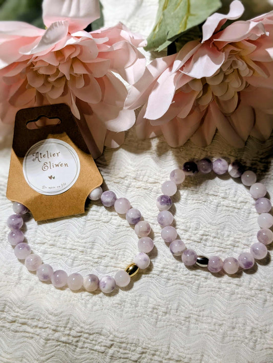 Bracelet en pierres naturelles de Calcédoine - modèle Calcédoine mauve