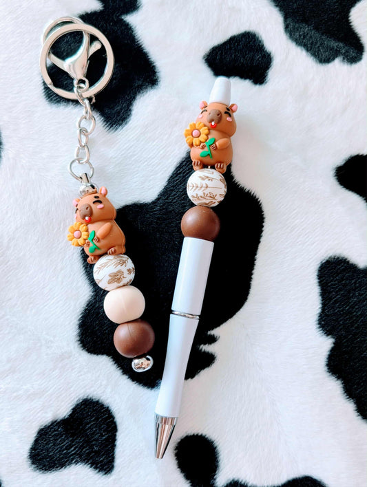 Ensemble stylo et porte-clés CAPYBARA 1