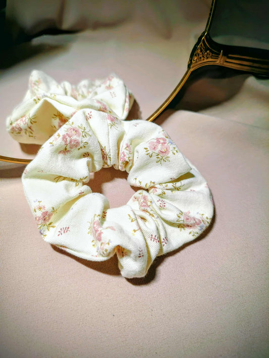 Chouchou pour cheveux - motif fleurs roses